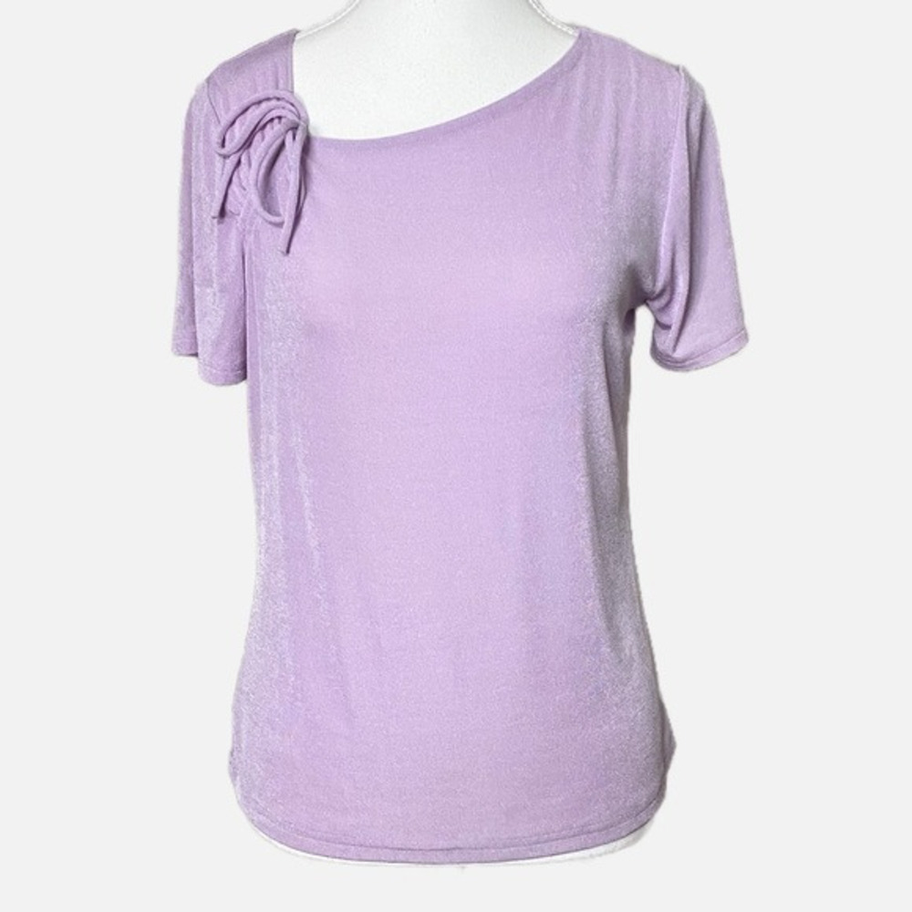 Jaclyn Smith Lavender Shimmer Short Sleeve Top